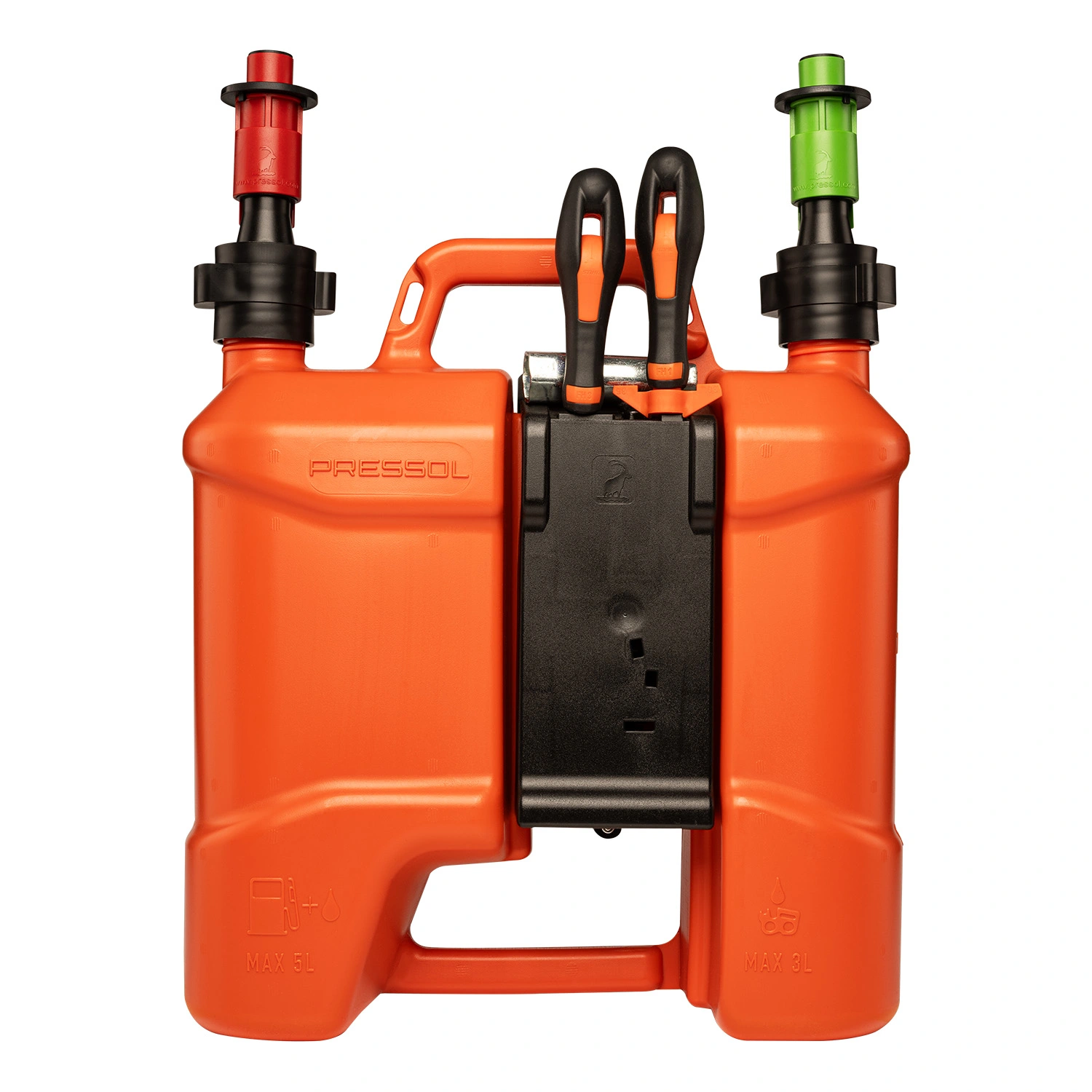 PRESSOL DUBBELE JERRYCAN+GEREEDSCHAP BOX 5+3L AUTO STOP 21033