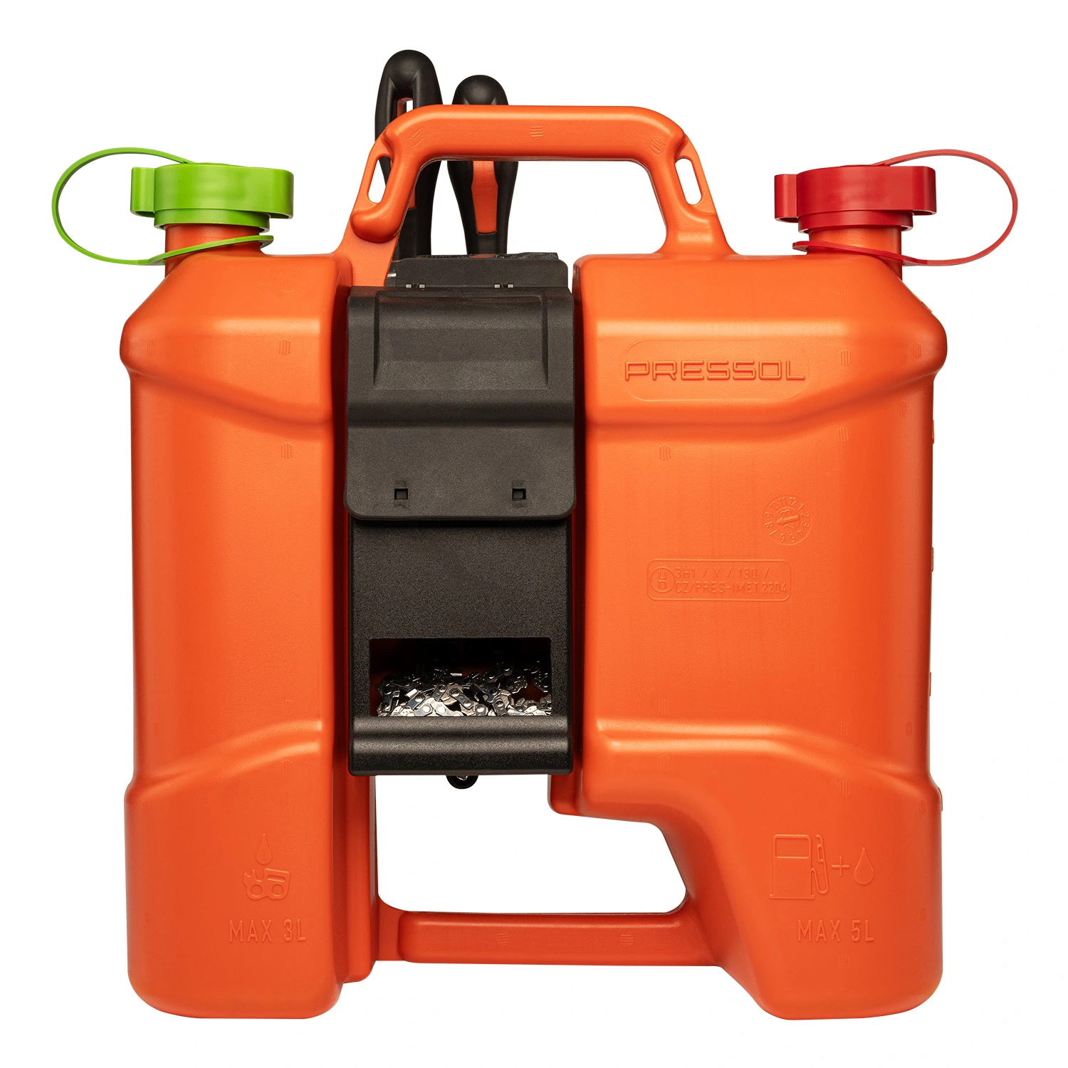 PRESSOL DUBBELE JERRYCAN+GEREEDSCHAP BOX 5+3L AUTO STOP 21033