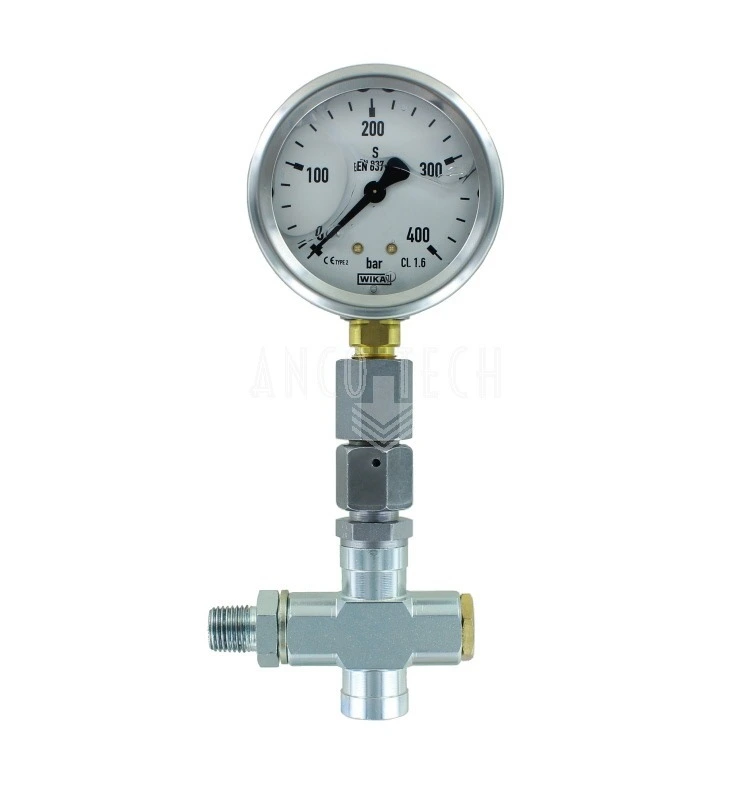 OVERDRUKVENTIEL 350 BAR 1/4 - 1/4BSP MET MANOMETER