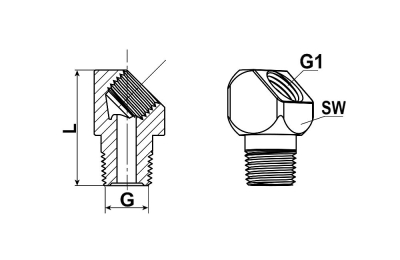 KNIESTUK SCHUIN 1/8 BSPT x 1/8 BSP  RVS