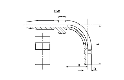 PIJPEIND RVS 6MM HAAKS VOOR HD SLANG 8.6x4
