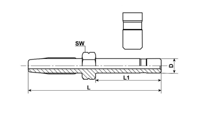 PIJPEIND RVS 6MM RECHT VOOR HD SLANG 8.6x4
