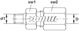 RECHTE KOPPELING + TERUGSLAGKLEP GERV 6S 1/4G