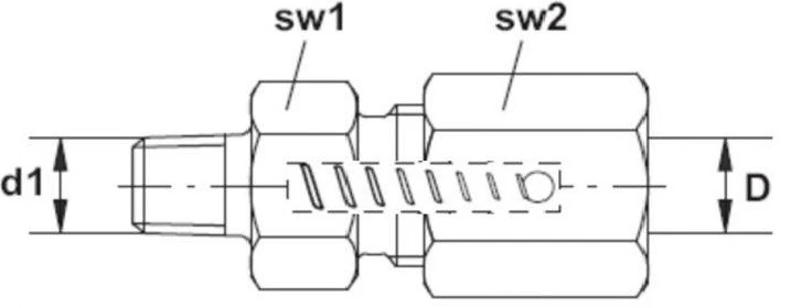 RECHTE KOPPELING + TERUGSLAGKLEP GERV 6LL 1/8G C