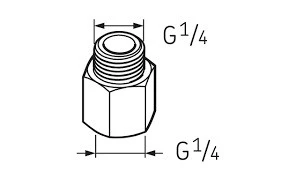VERLENGNIPPEL BSP 1/4 BU X 1/4 BSP BI L=32MM
