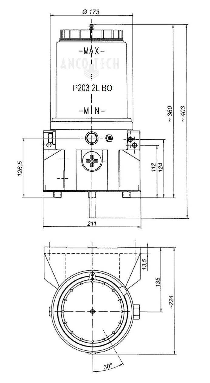 P203 OLIEPOMP 2L 24V + LAAG NIVEAU CONTROLE
