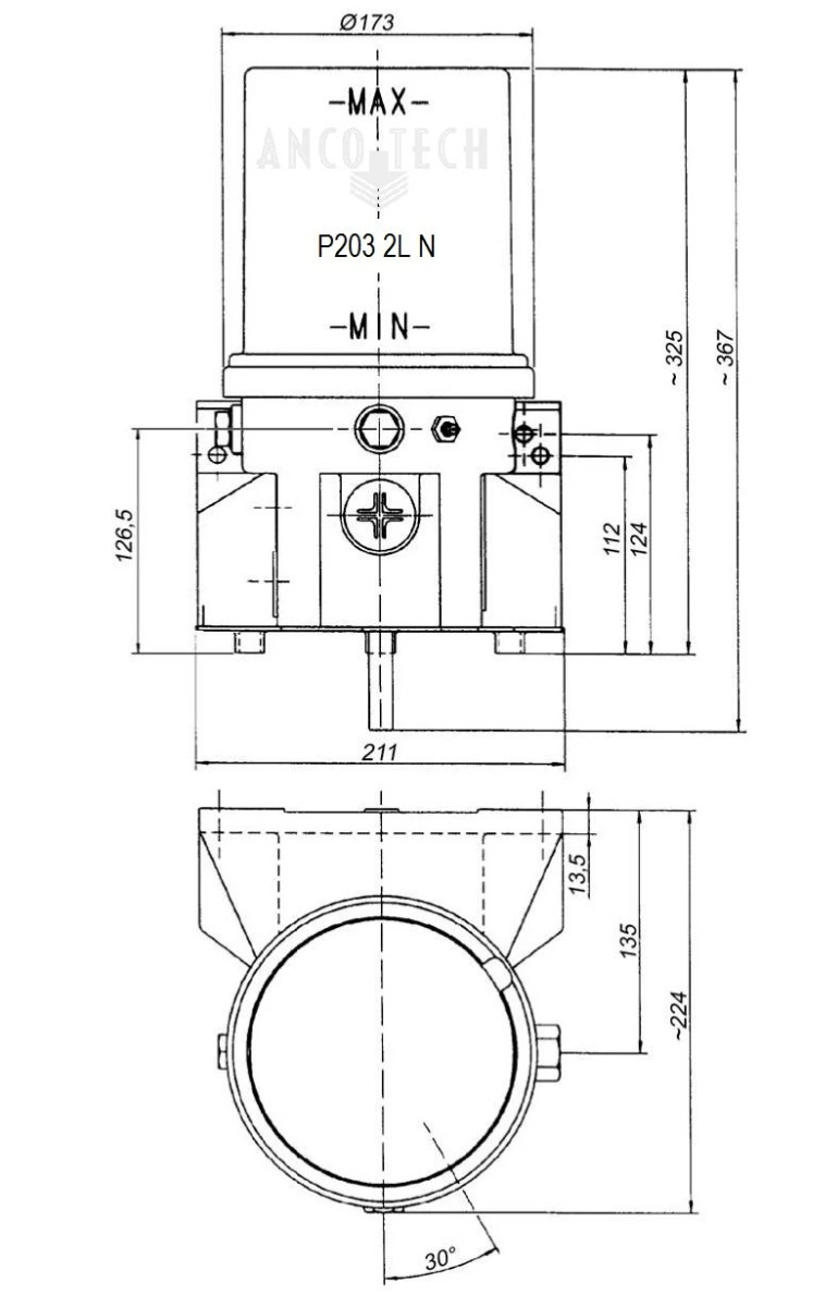 P203 VETPOMP 2L 24V + M-TIMER + LAAG NIVEAU CONTROLE