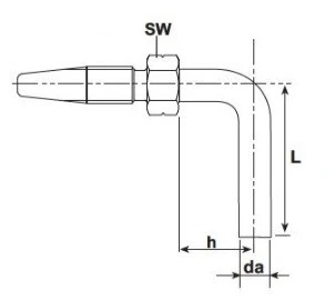 PIJPEIND 10MM HAAKS VOOR HD SLANG 11.3x6.3