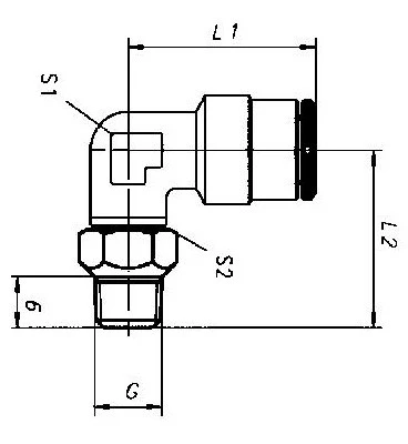 KNIE PUSH-IN KOPPELING WEDKM 6 M8x1 DRAAIBAAR